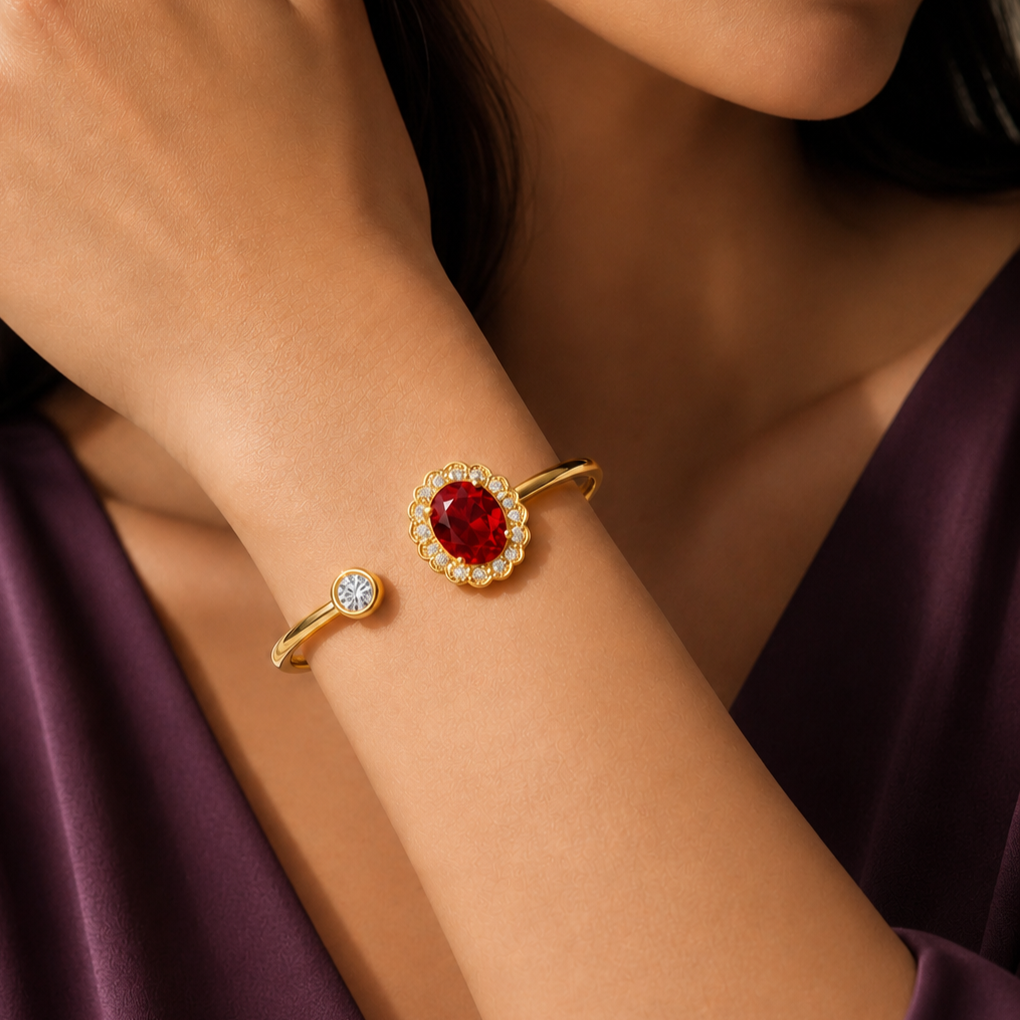 Red CZ Floral Bracelet