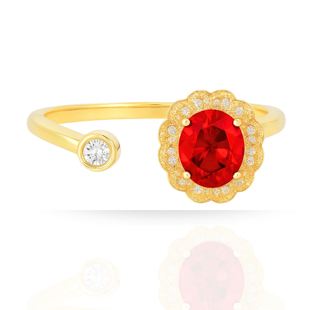 Red CZ Floral Bracelet