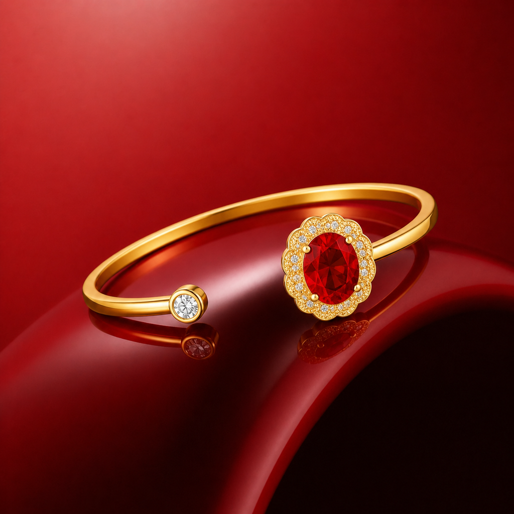 Red CZ Floral Bracelet