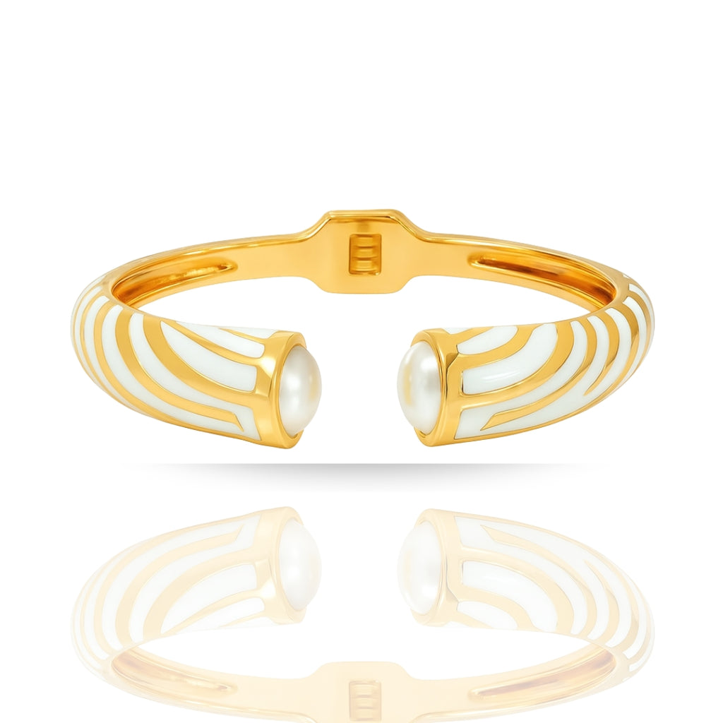 White Enamel Open Cuff Bracelet