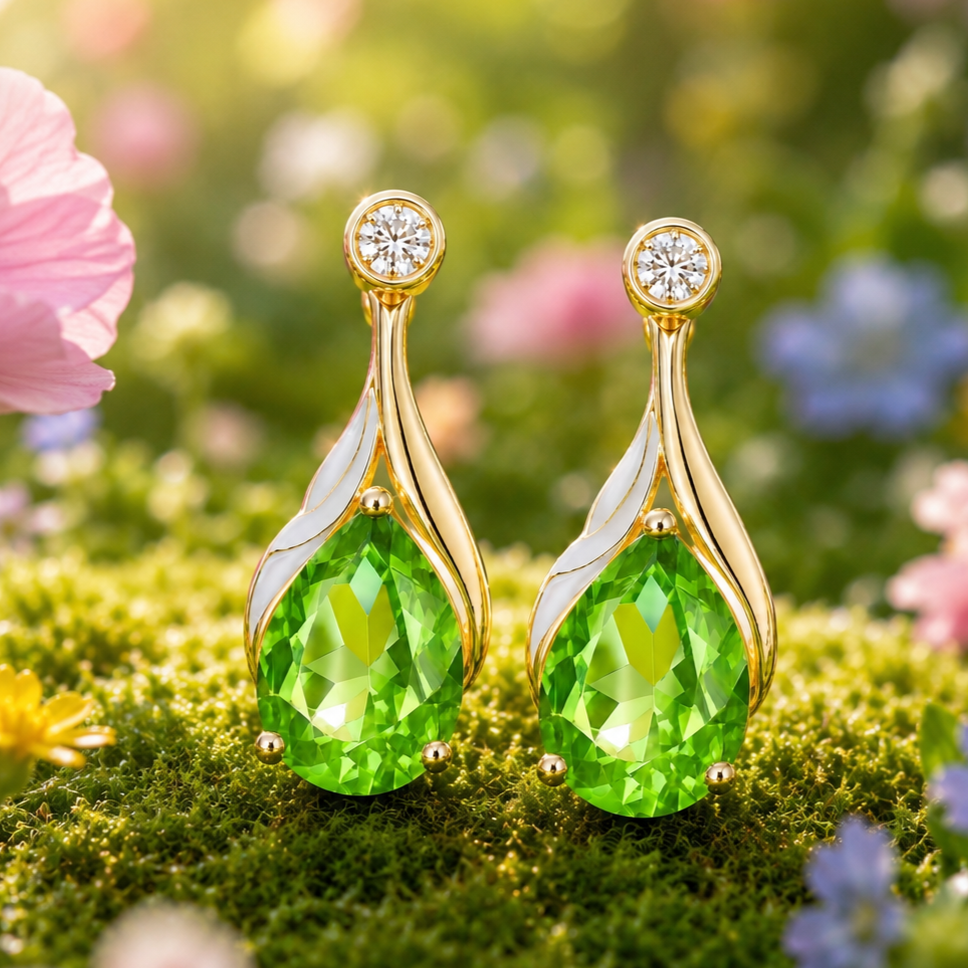 Floral Green Teardrop