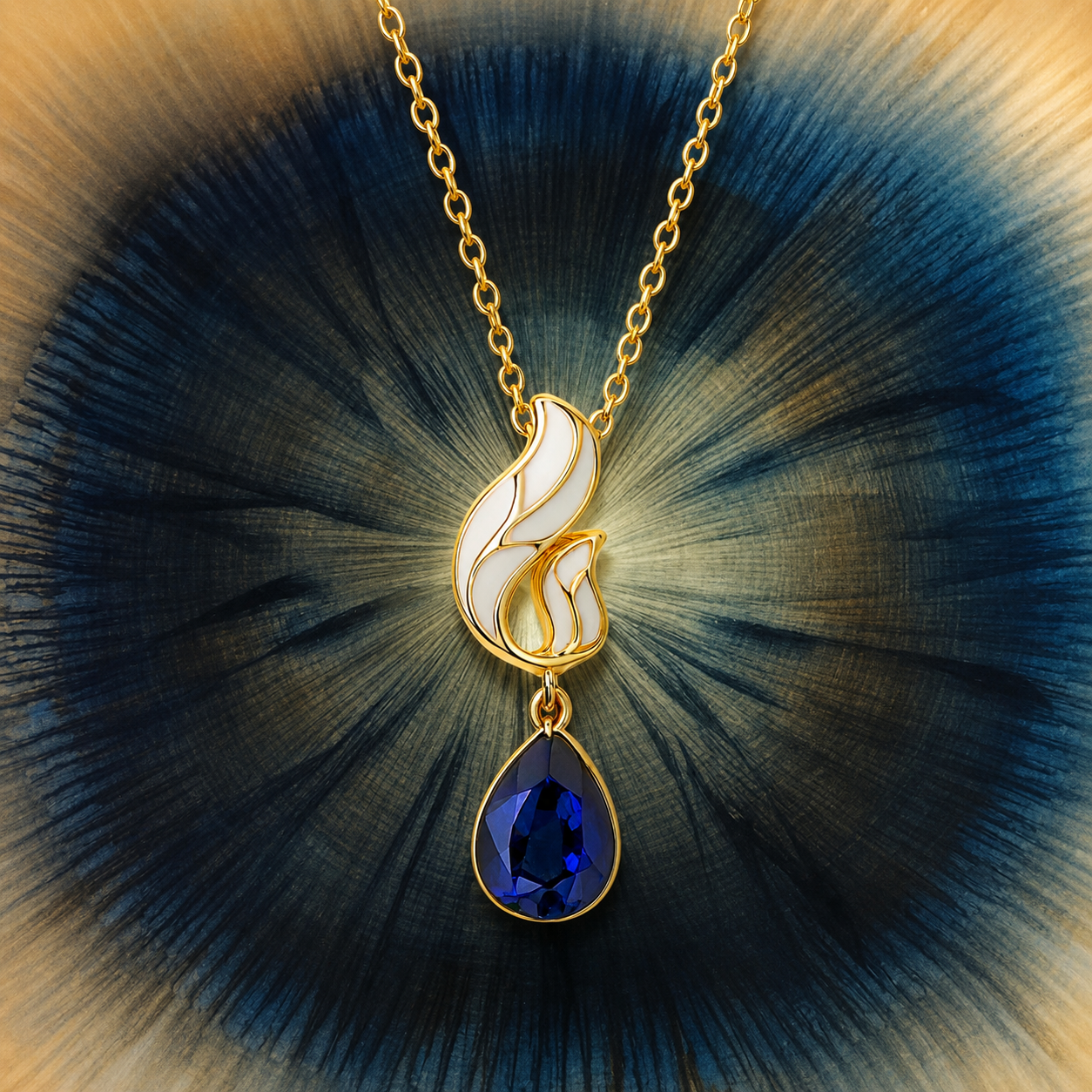 Blue Teardrop Chain Necklace