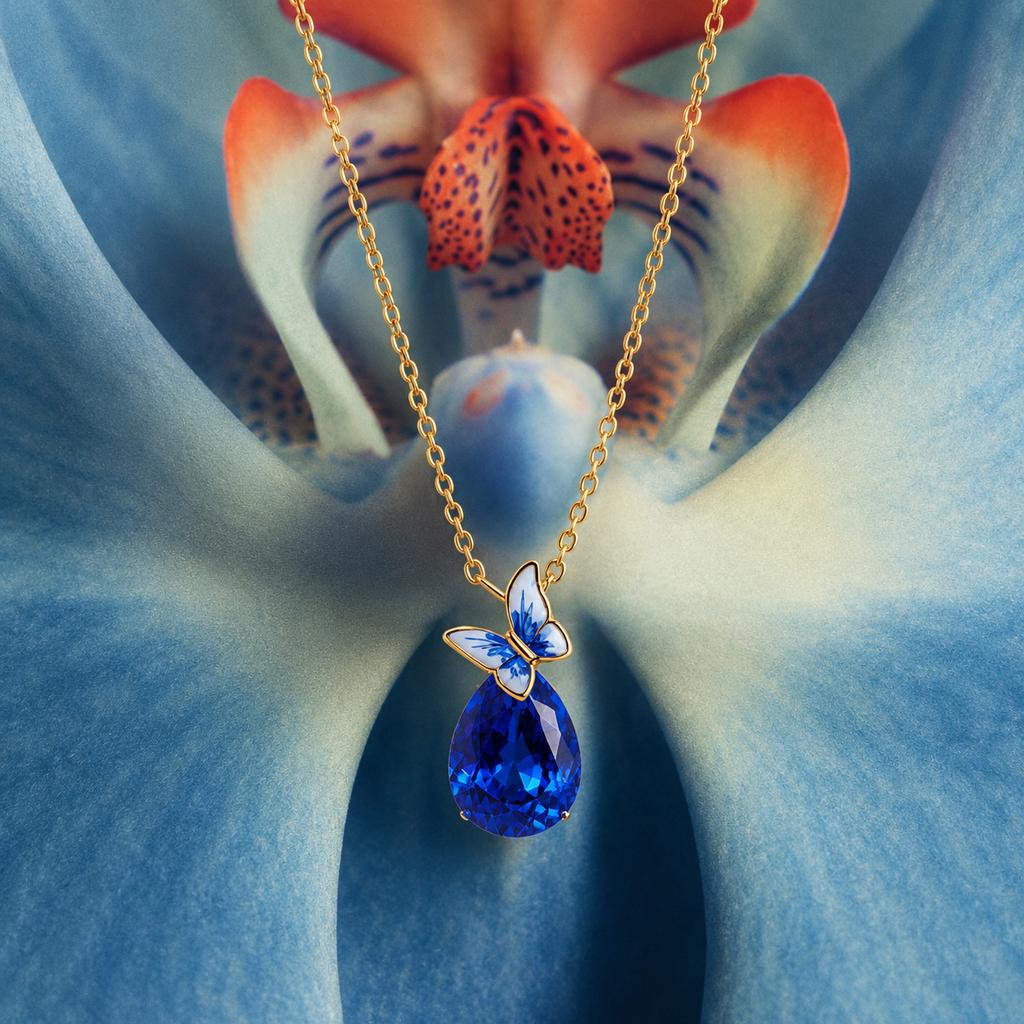 Butterfly Teardrop Chain Pendant