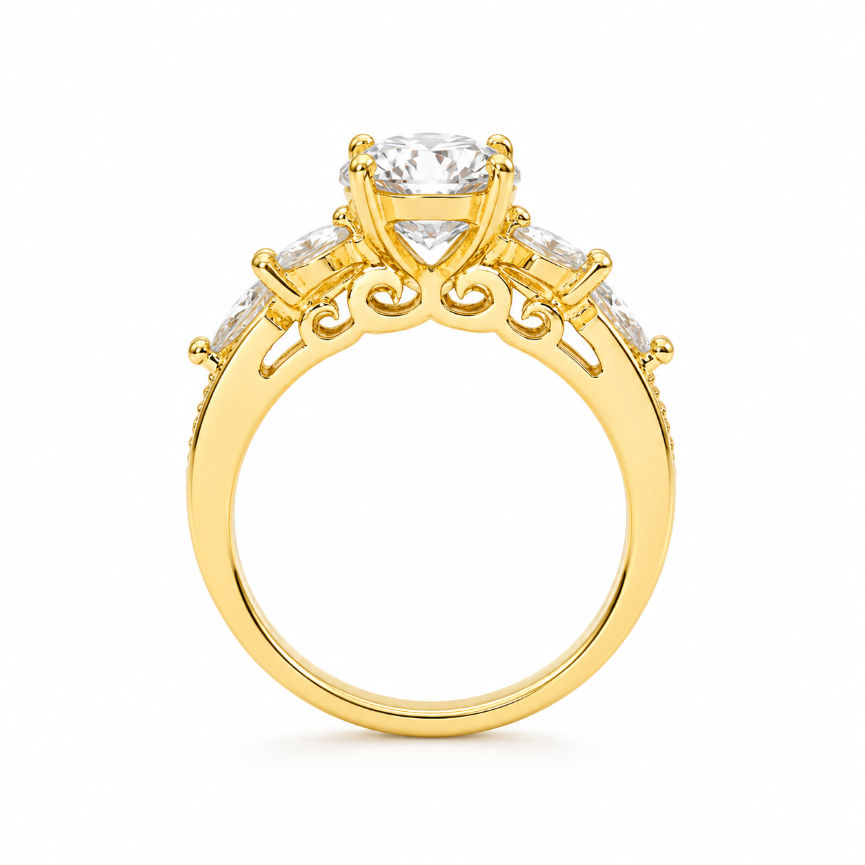 Solitaire Floral Ring