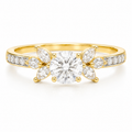 Solitaire Floral Ring