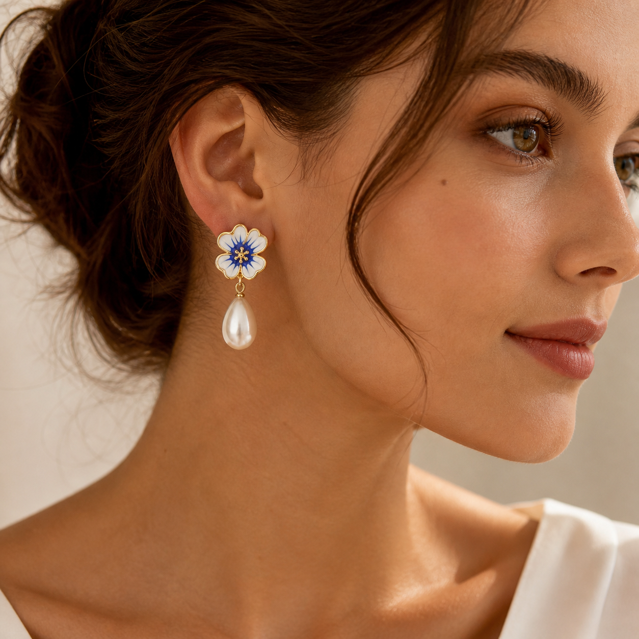 Floral Pearl Drop Earrings